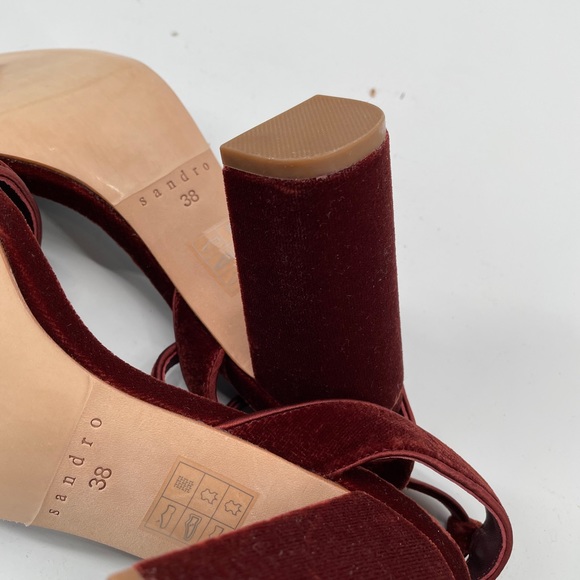 New Sandro Paris 38/US 8 Velvet Heel Sandals Shoe - Picture 11 of 15
